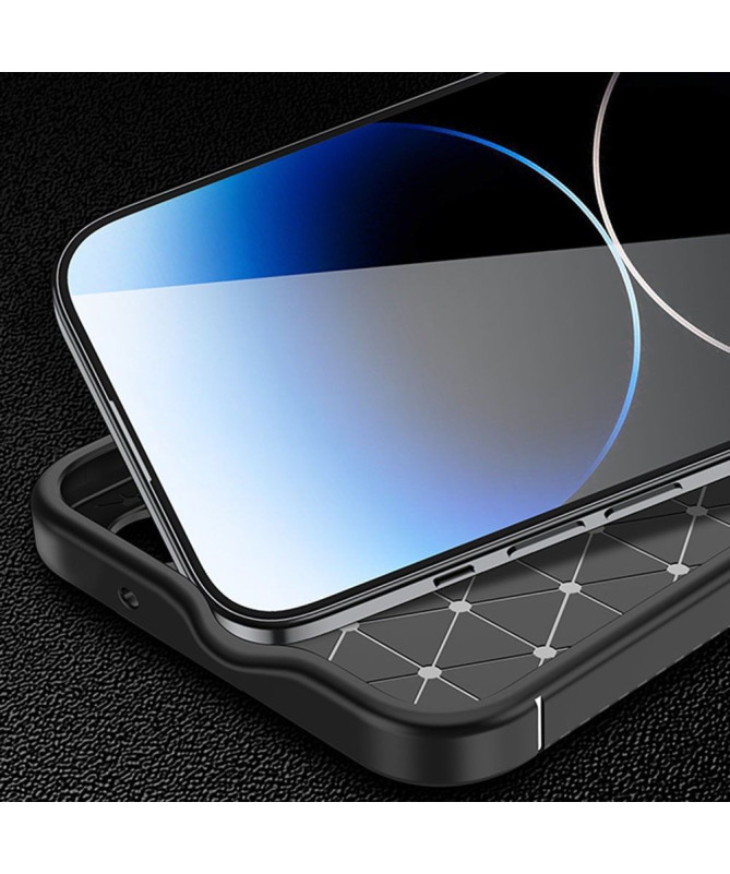 Coque iPhone 15 Plus style fibre de carbone - noir