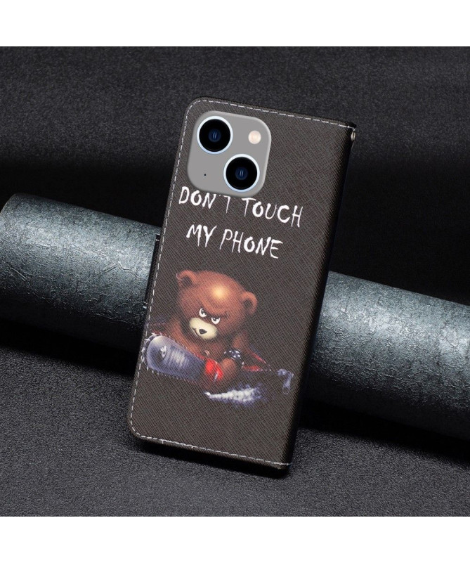 Housse iPhone 15 Plus Ours avec tronçonneuse