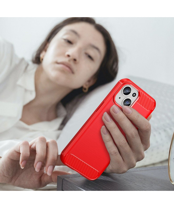 Coque iPhone 15 Plus effet brossé silicone