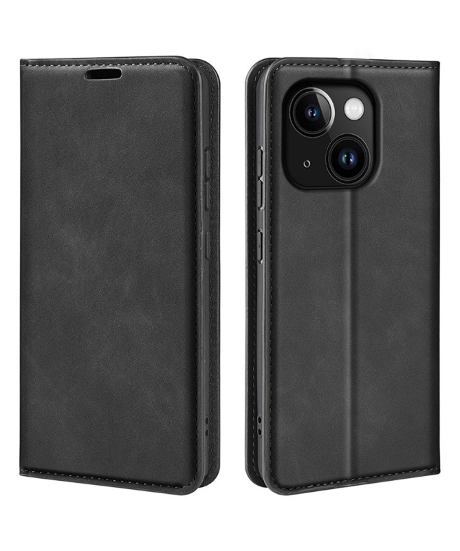 Étui iPhone 15 Plus simili cuir fonction stand