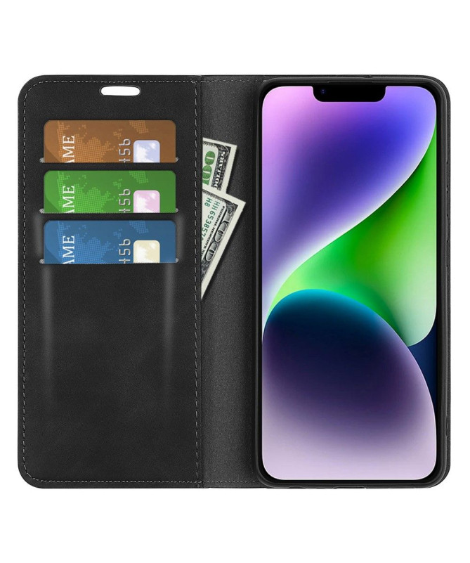 Étui iPhone 15 Plus simili cuir fonction stand