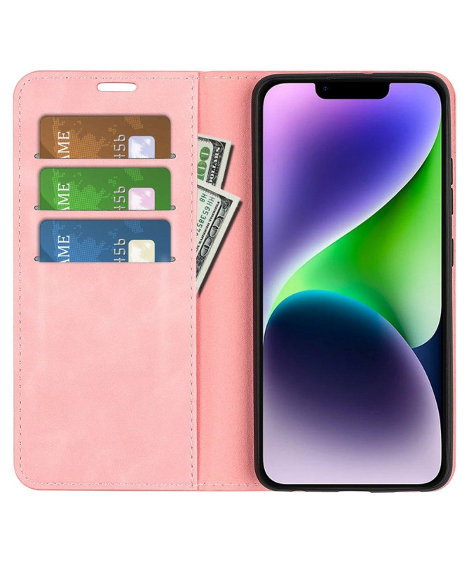 Étui iPhone 15 Plus simili cuir fonction stand
