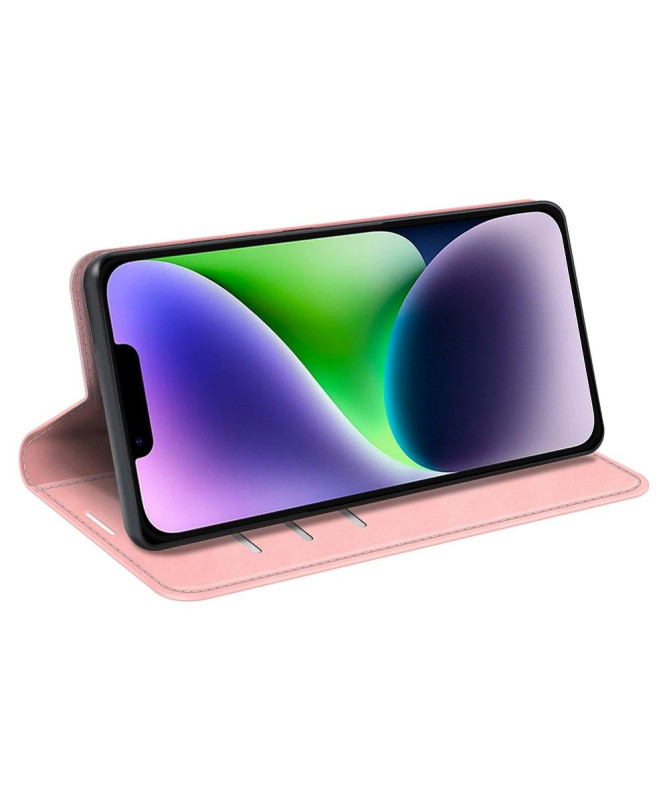 Étui iPhone 15 Plus simili cuir fonction stand