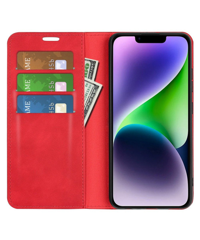 Étui iPhone 15 Plus simili cuir fonction stand