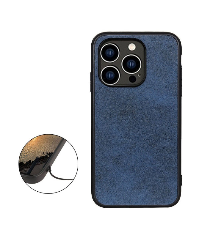 Coque iPhone 15 Pro Max Aspect Cuir Rétro