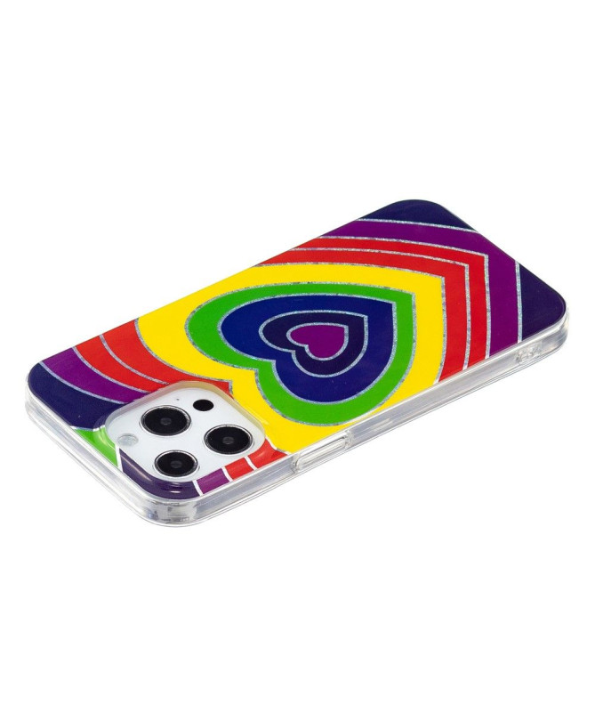 Coque iPhone 15 Pro coeurs colorés