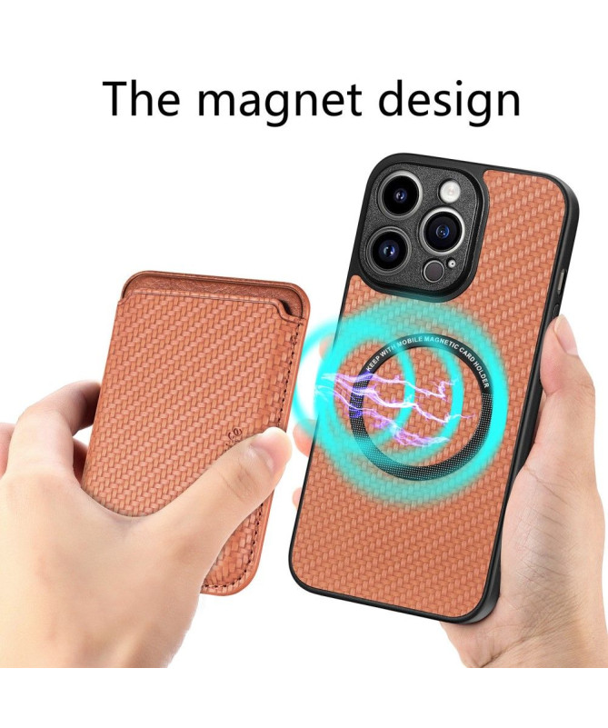 Coque iPhone 15 Pro Fibre de Carbone Porte-cartes détachable