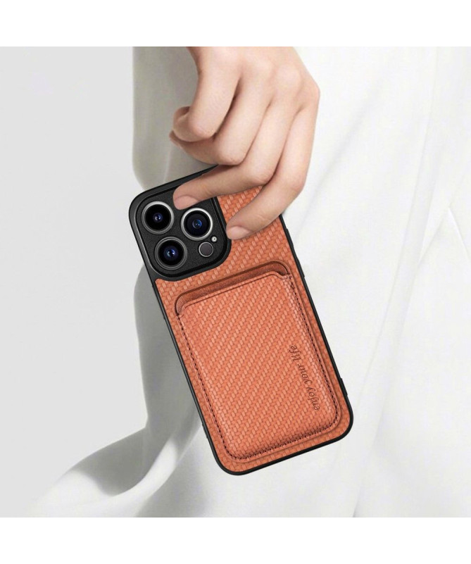 Coque iPhone 15 Pro Fibre de Carbone Porte-cartes détachable