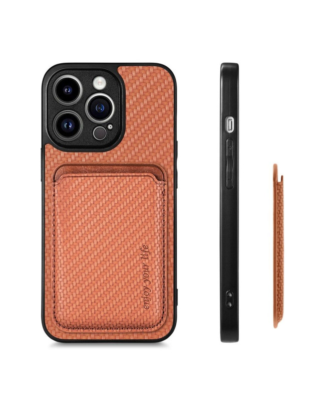 Coque iPhone 15 Pro Fibre de Carbone Porte-cartes détachable