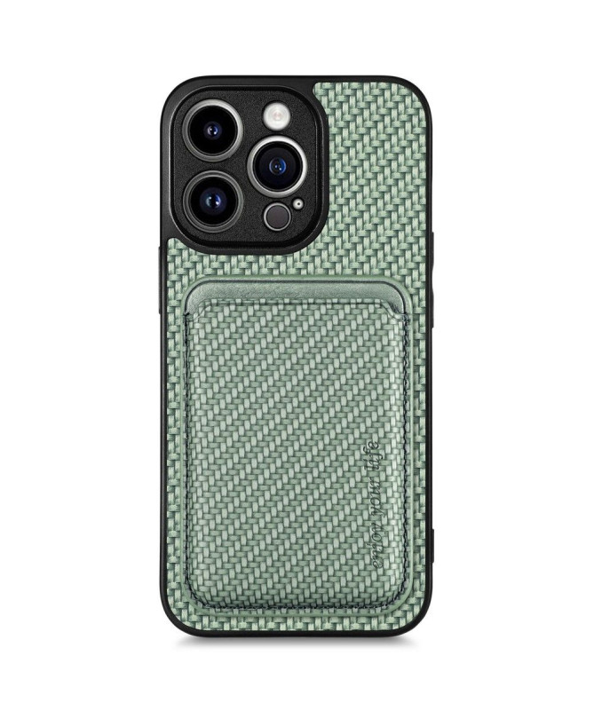 Coque iPhone 15 Pro Fibre de Carbone Porte-cartes détachable