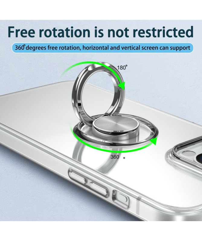 iPhone 15 Pro - Coque avec anneau métallique - Transparente