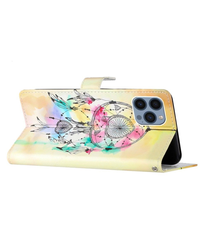 Housse iPhone 15 Pro Attrape rêves aquarelle