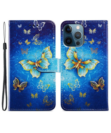 Housse iPhone 15 Pro Golden Butterfly