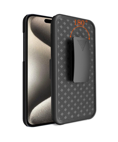 Coque iPhone 15 Pro intégrale avec clip ceinture