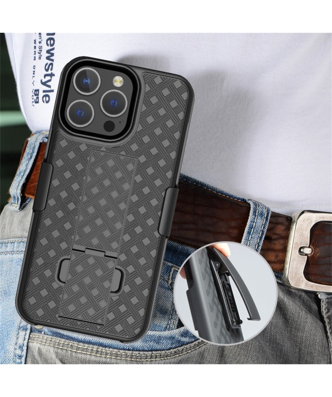 Coque iPhone 15 Pro intégrale avec clip ceinture