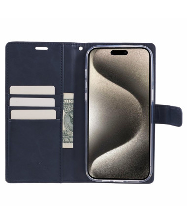 Housse iPhone 15 Pro Imitation Cuir Blue Moon