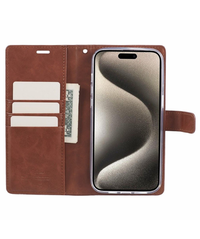 Housse iPhone 15 Pro Imitation Cuir Blue Moon