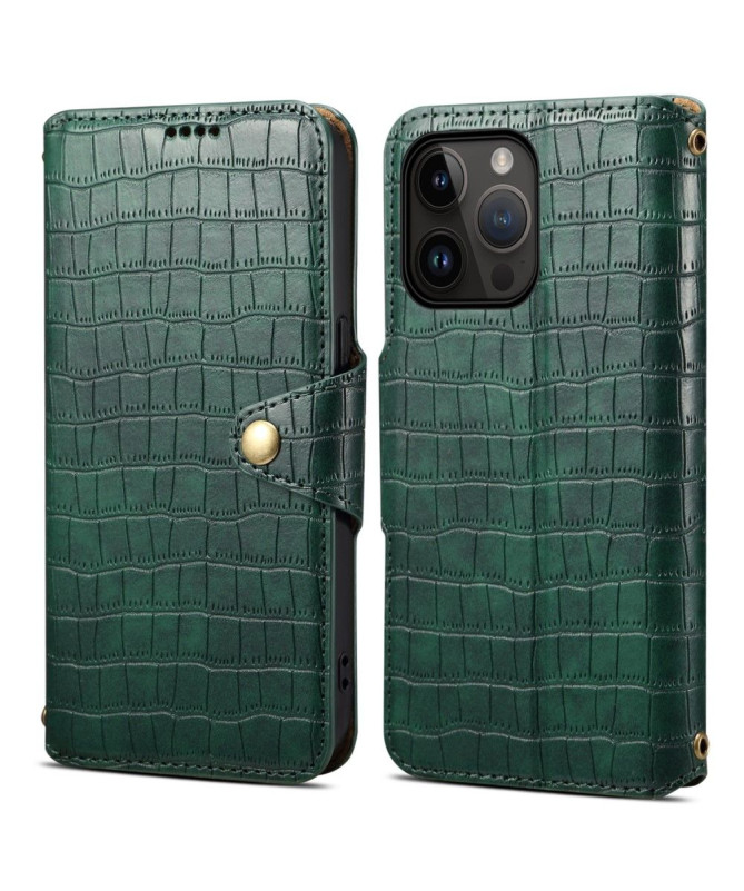 Etui iPhone 15 Pro simili cuir effet croco