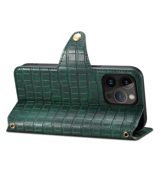 Etui iPhone 15 Pro simili cuir effet croco