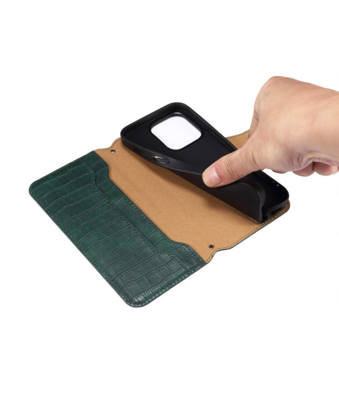 Etui iPhone 15 Pro simili cuir effet croco