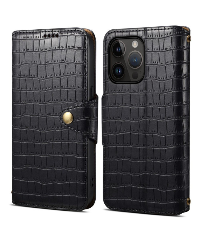 Etui iPhone 15 Pro simili cuir effet croco