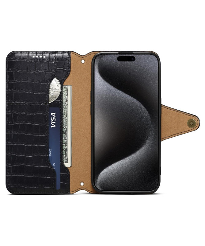 Etui iPhone 15 Pro simili cuir effet croco