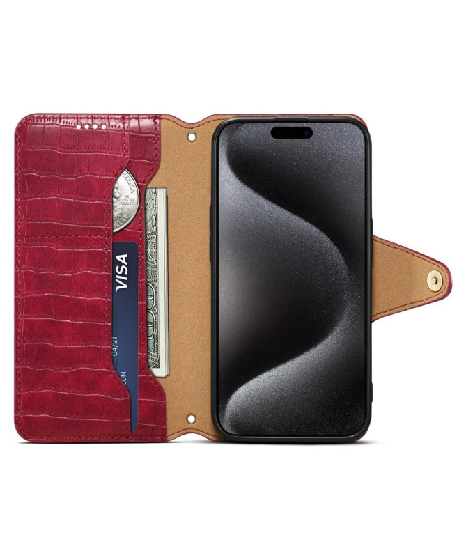 Etui iPhone 15 Pro simili cuir effet croco