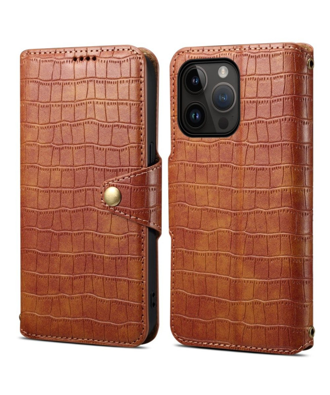 Etui iPhone 15 Pro simili cuir effet croco