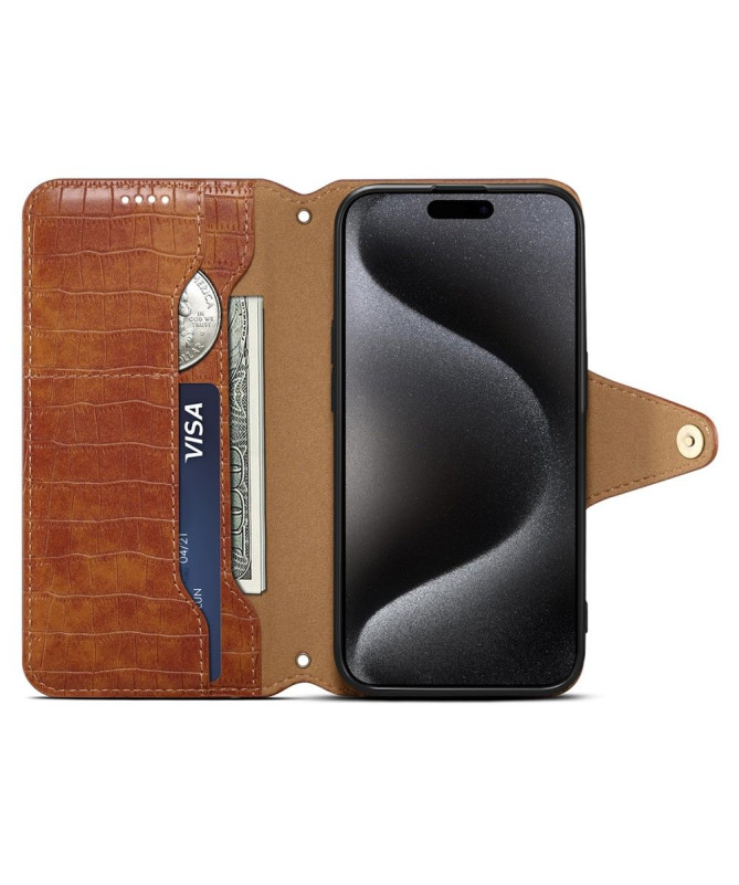 Etui iPhone 15 Pro simili cuir effet croco