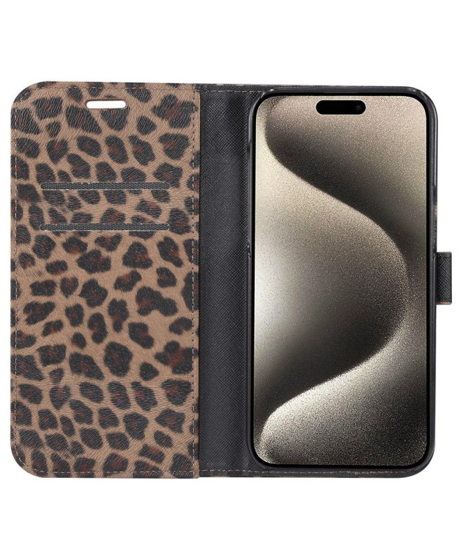 Étui iPhone 15 Pro Motif Léopard Sauvage