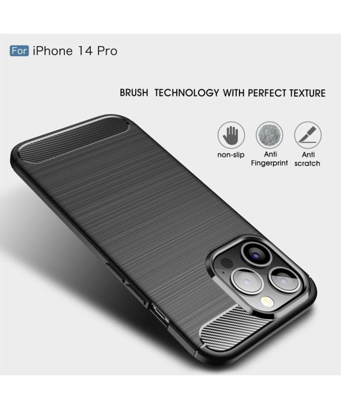 Coque iPhone 14 Pro effet brossé silicone