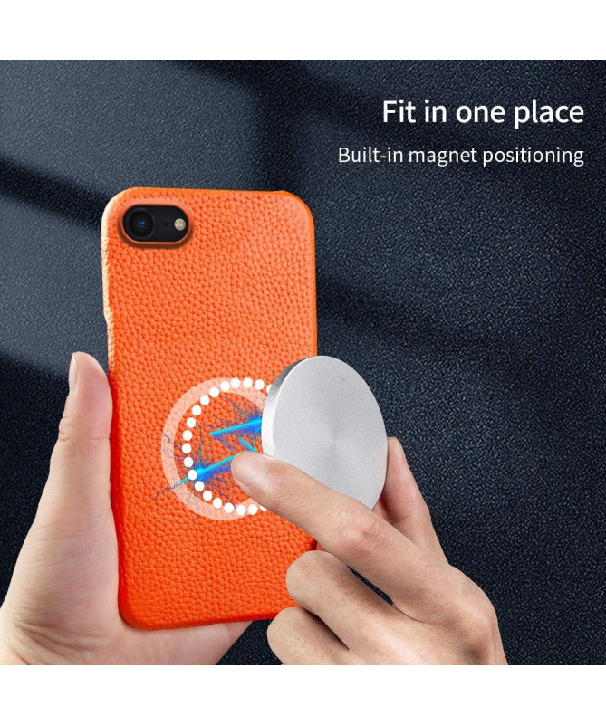 Coque iPhone 7/8/SE (2020/2022) en Cuir à Texture Litchi