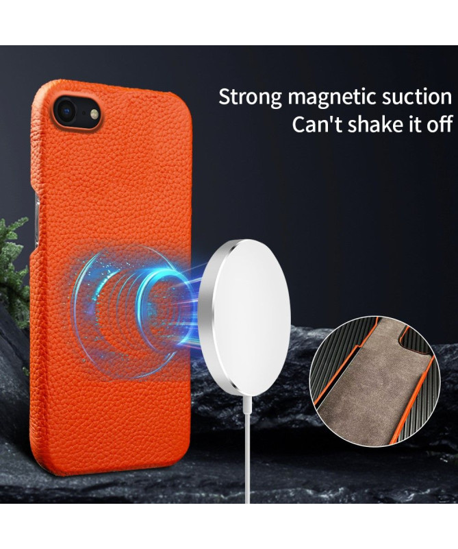 Coque iPhone 7/8/SE (2020/2022) en Cuir à Texture Litchi