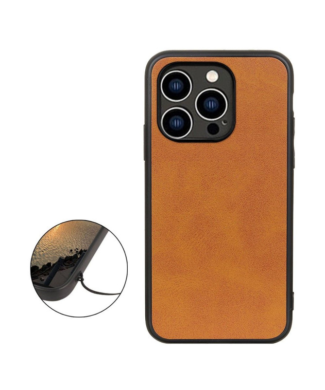 Coque iPhone 15 Pro Aspect Cuir Rétro