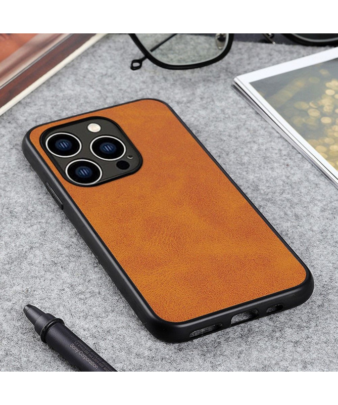 Coque iPhone 15 Pro Aspect Cuir Rétro