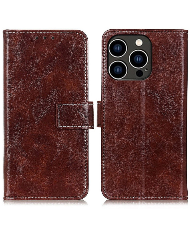 Housse iPhone 15 Pro effet cuir luxueux coutures