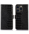 Housse iPhone 15 Pro Cuir véritable aspect croco