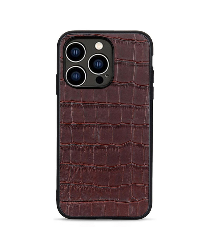 Coque iPhone 15 Pro Cuir aspect peau de croco