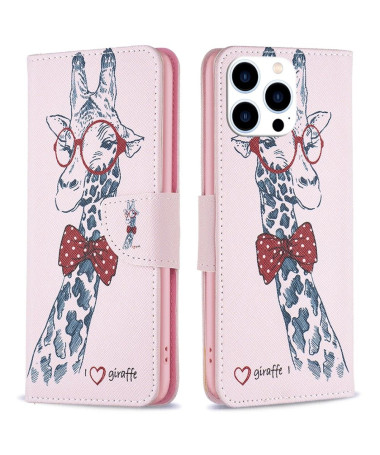 Housse iPhone 15 Pro Girafe avec lunettes