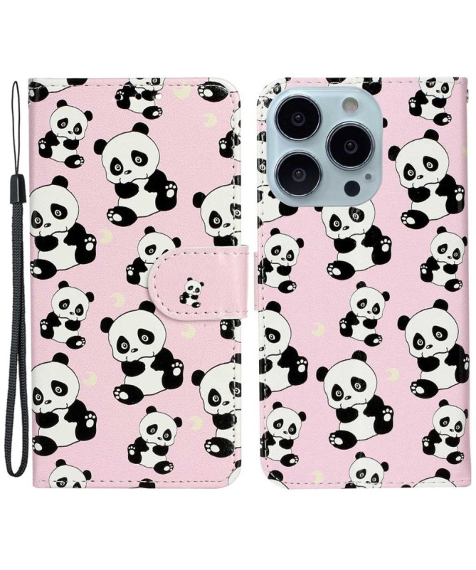 Housse iPhone 15 Pro multiples pandas