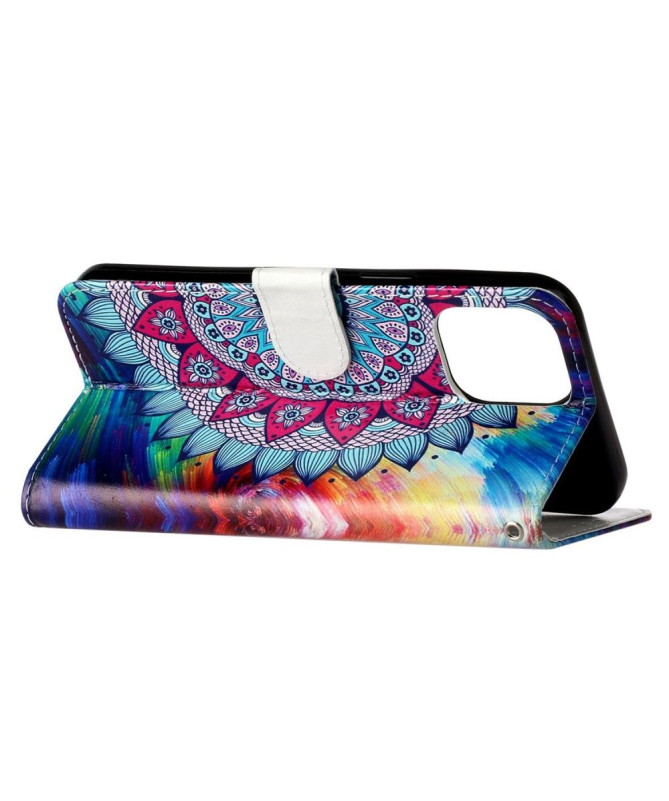 Housse iPhone 15 Pro mandala fleur