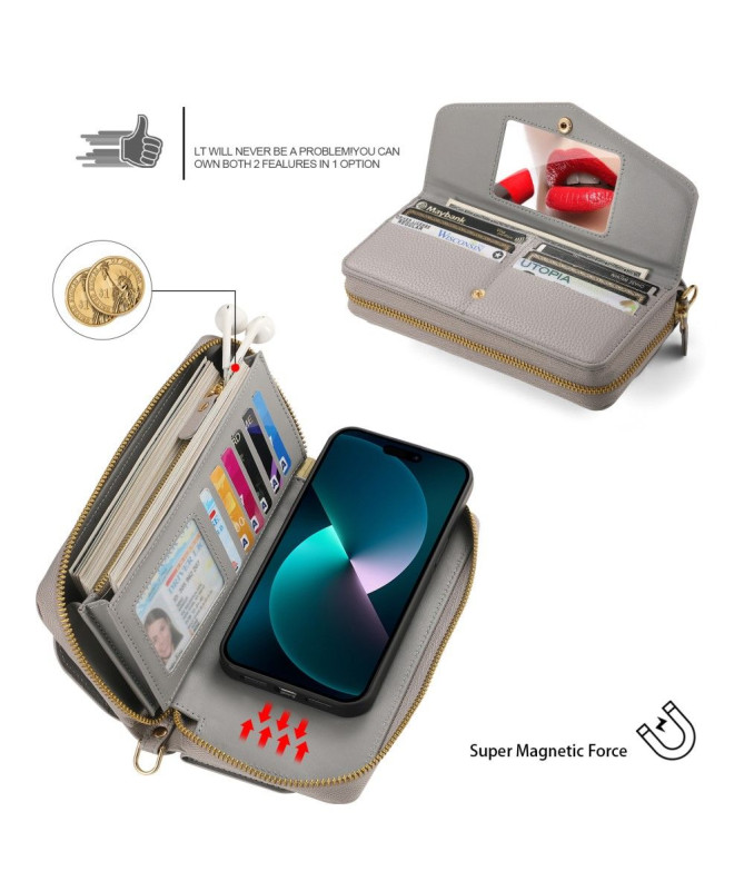 Housse Portefeuille et Coque Cuir Détachable pour iPhone 14 Pro Max
