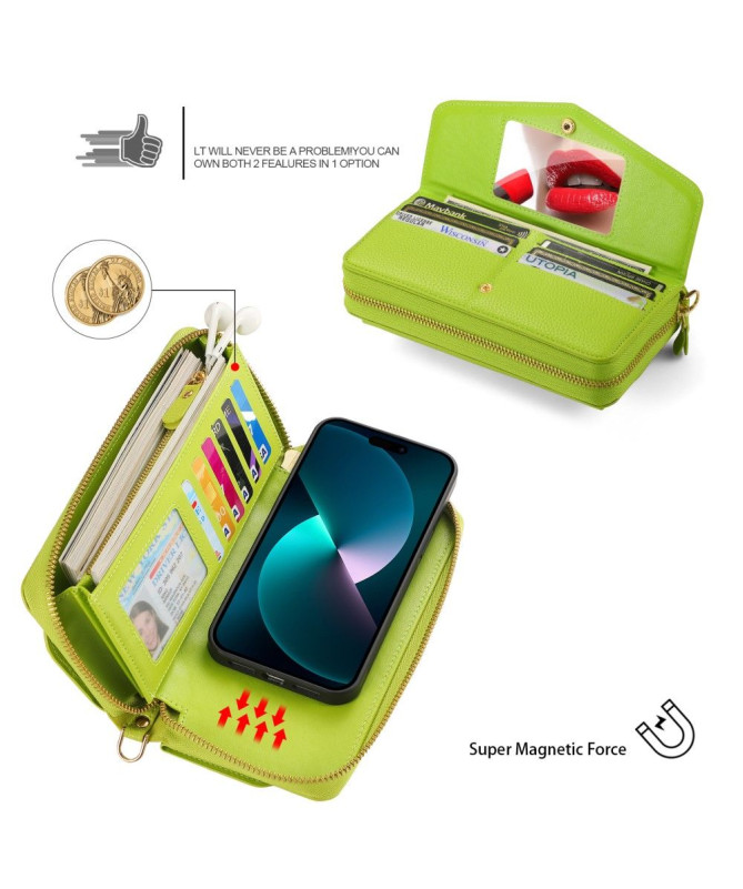 Housse Portefeuille et Coque Cuir Détachable pour iPhone 14 Pro Max