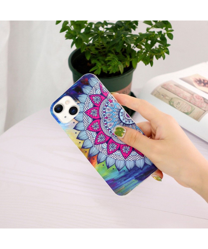 Coque iPhone 15 Luminous Mandala Coloré