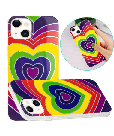 Coque iPhone 15 coeurs colorés