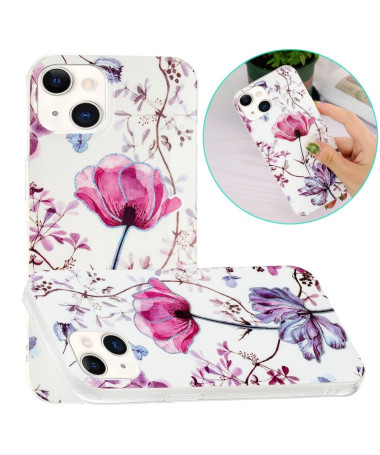 Coque iPhone 15 fleur violette