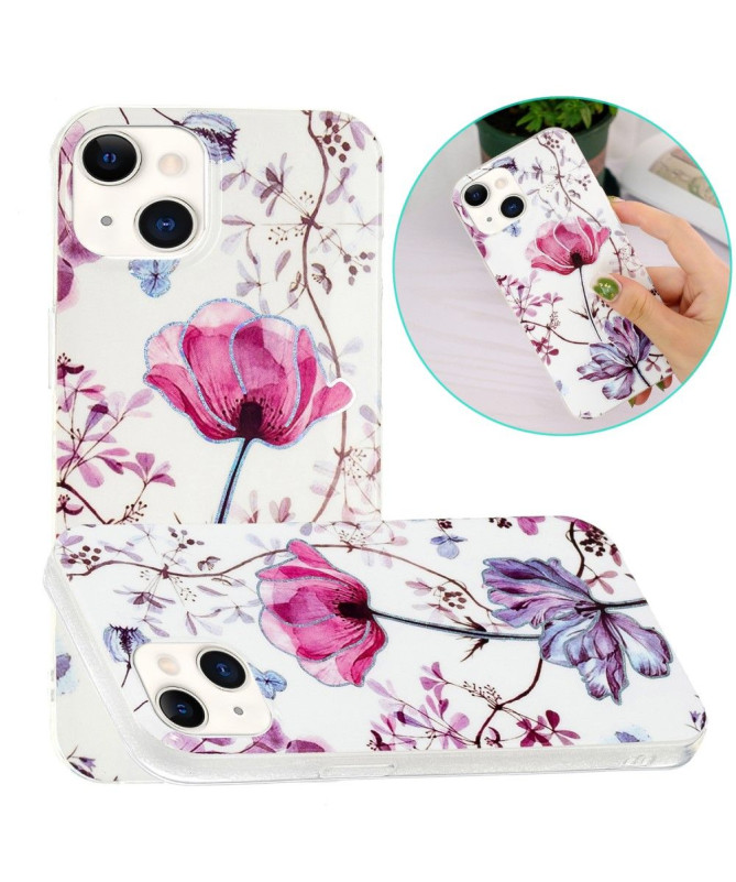 Coque iPhone 15 fleur violette