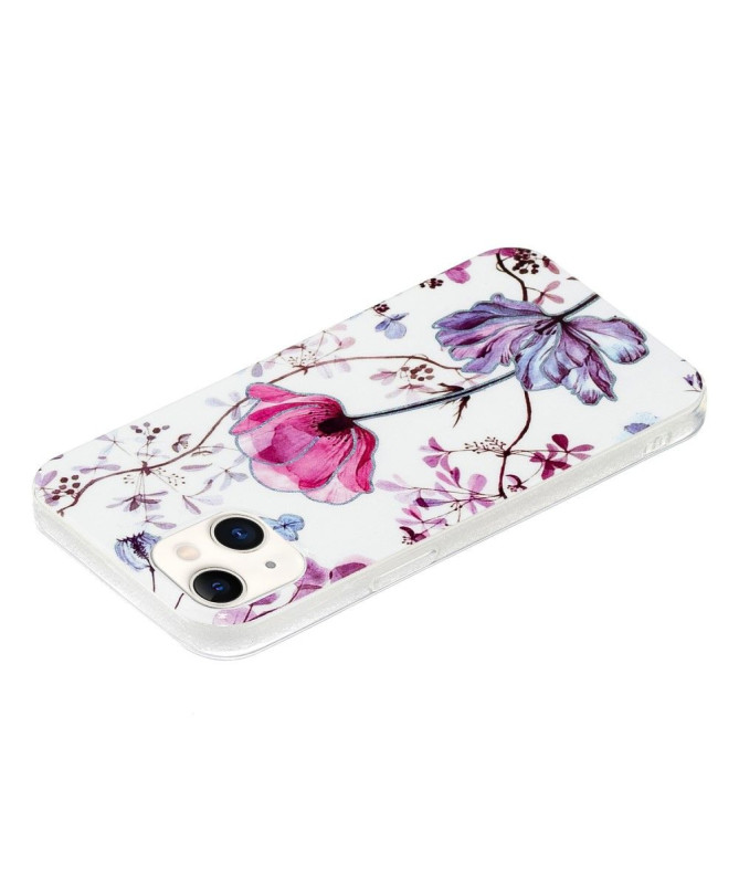 Coque iPhone 15 fleur violette