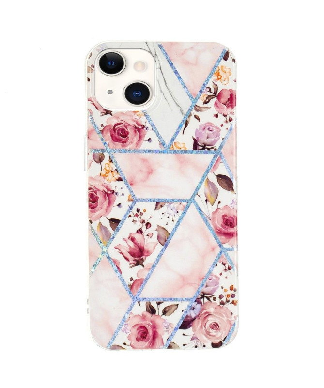 Coque iPhone 15 marbre et fleurs