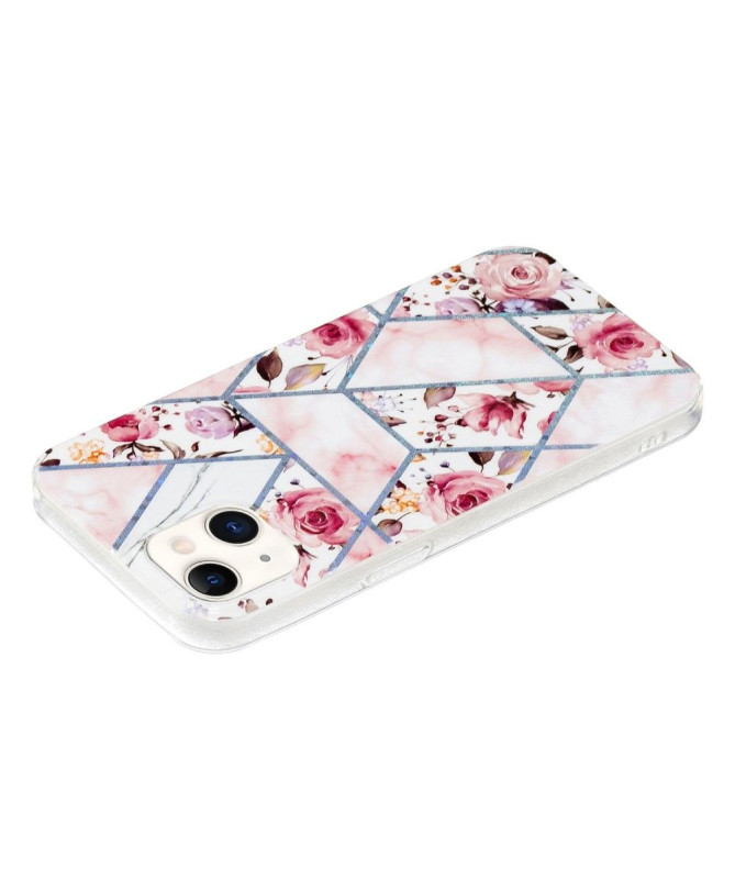 Coque iPhone 15 marbre et fleurs